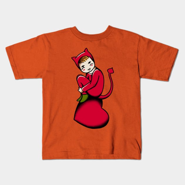 Sad devil Kids T-Shirt by ricardiobraga